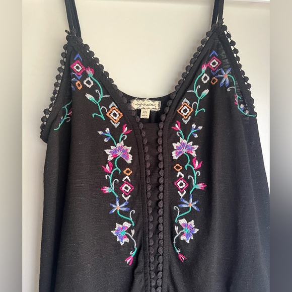 Boho 70’s Embroidered Peplum Swing Tank Top Crochet - Picture 5 of 9